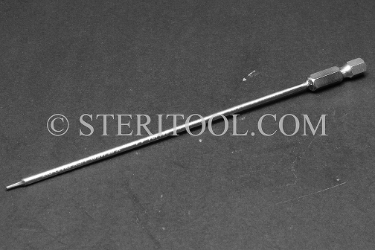 #11431 - 1.1mm Hex x 6"(150mm) OAL Stainless Steel Power Bit. hex bit, power bit, stainless steel