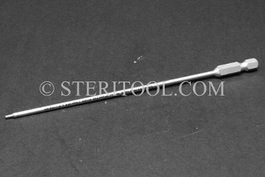 #11433 - 1.3mm Hex x 6"(150mm) OAL Stainless Steel Power Bit. hex bit, power bit, stainless steel