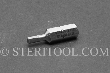 #11455 - 7/64" Hex x 1"(25mm) OAL Stainless Steel Bit for Bit Holders. hex, bit, stainless steel