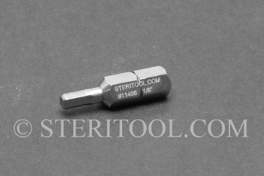 #11456 - 1/8" Hex x 1"(25mm) OAL Stainless Steel Bit for Bit Holders. hex, bit, stainless steel