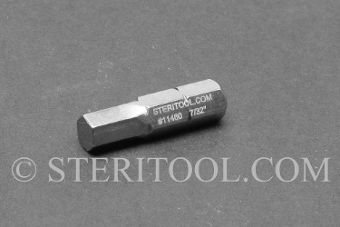 #11460 - 7/32" Hex x 1"(25mm) OAL Stainless Steel Bit for Bit Holders. hex, bit, stainless steel