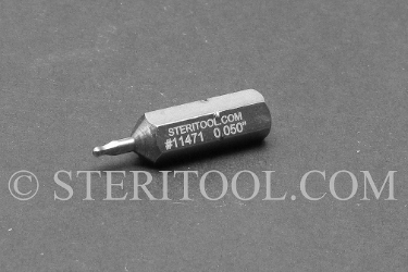 #11471 - 0.050" Ball Hex x 1"(25mm) OAL Stainless Steel Bit for Bit Holders. ball hex, bit, stainless steel