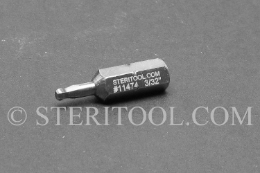 #11474 - 3/32" Ball Hex x 1"(25mm) OAL Stainless Steel Bit for Bit Holders. ball hex, bit, stainless steel
