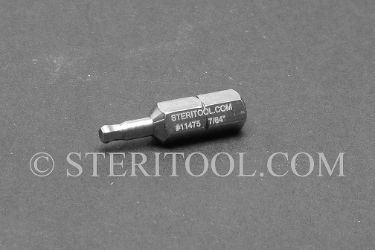 #11475 - 7/64" Ball Hex x 1"(25mm) OAL Stainless Steel Bit for Bit Holders. ball hex, bit, stainless steel