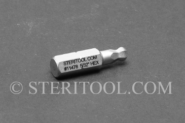 #11478 - 5/32" Ball Hex x 1"(25mm) OAL Stainless Steel Bit for Bit Holders. ball hex, bit, stainless steel