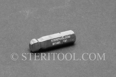 #11481 - 1/4" Ball Hex x 1"(25mm) OAL Stainless Steel Bit for Bit Holders. ball hex, bit, stainless steel