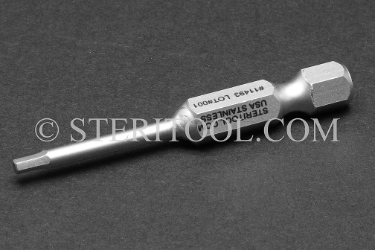 #11493 - 5/64" Hex x 2"(50mm) OAL Stainless Steel Power Bit. hex bit, power bit, stainless steel