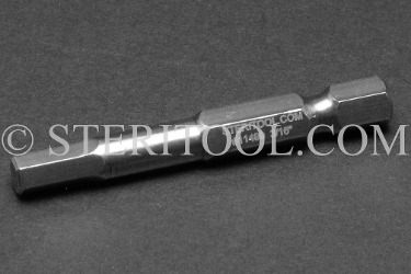 #11499 - 3/16" Hex x 2"(50mm) OAL Stainless Steel Power Bit. hex bit, power bit, stainless steel