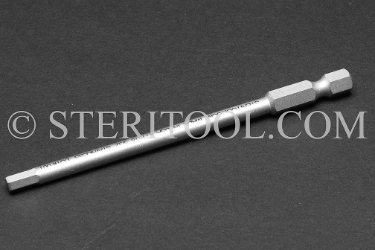 #11518 - 5/32" Hex x 4"(100mm) OAL Stainless Steel Power Bit. hex bit, power bit, stainless steel