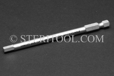 #11519 - 3/16" Hex x 4"(100mm) OAL Stainless Steel Power Bit. hex bit, power bit, stainless steel