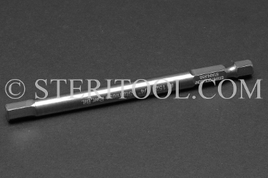 #11520 - 7/32" Hex x 4"(100mm) OAL Stainless Steel Power Bit. hex bit, power bit, stainless steel