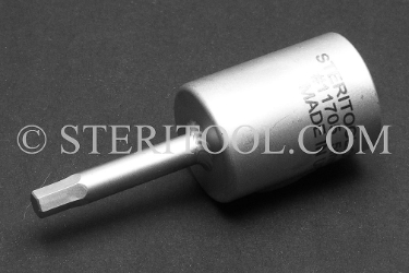 #11704 - 4mm Hex x 1/2 DR Stainless Steel Bit. 1/2 dr, 1/2dr, 1/2-dr, hex, bit, staInless steel