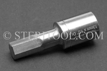 #11713 - 13mm Hex x 1/2 DR Stainless Steel Bit. 1/2 dr, 1/2dr, 1/2-dr, hex, bit, staInless steel
