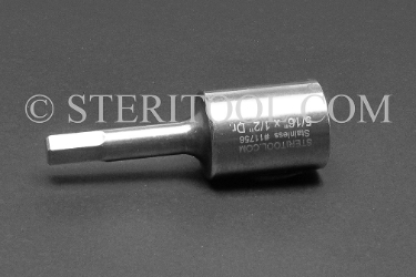 #11756 - 5/16" Hex x 1/2 DR Stainless Steel Bit. 1/2 dr, 1/2dr, 1/2-dr, hex, bit, staInless steel
