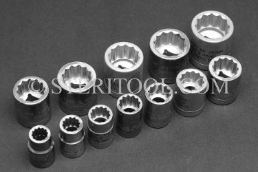 #12201 - SET: 12 pcs Stainless 3/8 DR, 12 Point, Standard Depth, Metric Sockets. 8mm ~ 19mm.  3/8 dr, 3/8dr, 3/8-dr, socket, 12pt, 12-pt, 12 pt, stainless steel
