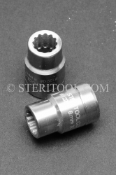 #12208 - 8mm 12pt x 3/8 DR Stainless Steel Standard Depth Socket. 3/8 dr, 3/8dr, 3/8-dr, socket, 12pt, 12-pt, 12 pt, stainless steel