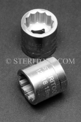 #12218 - 18mm 12pt x 3/8 DR Stainless Steel Standard Socket. 3/8 dr, 3/8dr, 3/8-dr, socket, 12pt, 12-pt, 12 pt, stainless steel