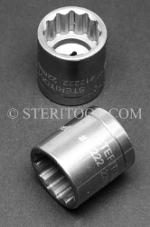 #12222 - 22mm 12pt x 3/8 DR Stainless Steel Standard Socket. 3/8 dr, 3/8dr, 3/8-dr, socket, 12pt, 12-pt, 12 pt, stainless steel