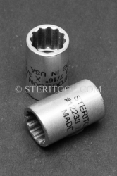 #12233 - 7/16" 12pt x 3/8 DR Stainless Steel Standard Socket. 3/8 dr, 3/8dr, 3/8-dr, socket, 12pt, 12-pt, 12 pt, stainless steel