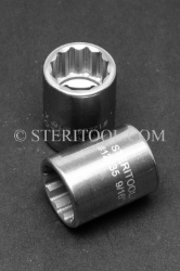 #12235 - 9/16" 12pt x 3/8 DR Stainless Steel Standard Socket. 3/8 dr, 3/8dr, 3/8-dr, socket, 12pt, 12-pt, 12 pt, stainless steel