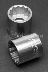 #12242 - 1" 12pt x 3/8 DR Stainless Steel Standard Socket. 3/8 dr, 3/8dr, 3/8-dr, socket, 12pt, 12-pt, 12 pt, stainless steel
