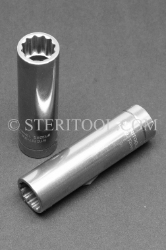#12262 - 12mm 12pt x 3/8 DR Stainless Steel Deep Socket. 3/8 dr, 3/8dr, 3/8-dr, deep socket, 12pt, 12-pt, 12 pt, stainless steel