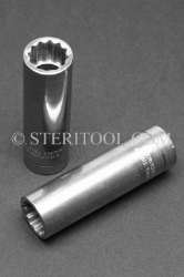 #12263 - 13mm 12pt x 3/8 DR Stainless Steel Deep Socket. 3/8 dr, 3/8dr, 3/8-dr, deep socket, 12pt, 12-pt, 12 pt, stainless steel