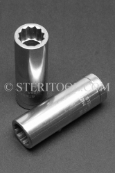 #12264 - 14mm 12pt x 3/8 DR Stainless Steel Deep Socket. 3/8 dr, 3/8dr, 3/8-dr, deep socket, 12pt, 12-pt, 12 pt, stainless steel