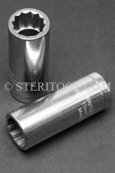 #12267 - 17mm 12pt x 3/8 DR Stainless Steel Deep Socket. 3/8 dr, 3/8dr, 3/8-dr, deep socket, 12pt, 12-pt, 12 pt, stainless steel