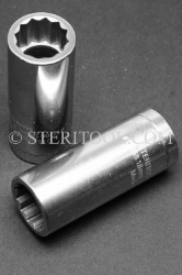#12268 - 18mm 12pt x 3/8 DR Stainless Steel Deep Socket. 3/8 dr, 3/8dr, 3/8-dr, deep socket, 12pt, 12-pt, 12 pt, stainless steel
