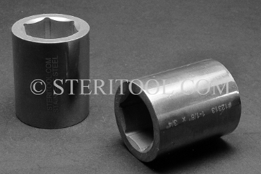 #12313 - 1-1/8" X 3/4 DR Stainless Steel Standard Socket. 3/4dr, 3/4-dr, 3/4 dr, socket, stainless steel
