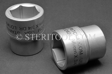 #12423 - 36mm X 3/4 DR Stainless Steel Standard Socket. 3/4dr, 3/4-dr, 3/4 dr, socket, stainless steel