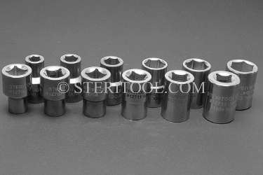 #12730 - SET: 7 pc Stainless Steel 1/2 DR Standard Depth Inch Socket Set: 3/8" ~ 3/4". 1/2dr, 1/2-dr, 1/2 dr, socket, stainless steel