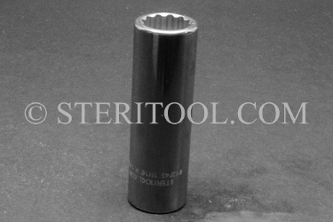 #12742 - 11/16" 12pt X 1/2 DR Stainless Steel Deep Socket. 1/2dr, 1/2-dr, 1/2 dr, 12pt, 12-pt, 12 pt, deep socket, stainless steel