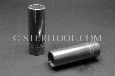 #12743 - 3/4" 12pt X 1/2 DR Stainless Steel Deep Socket. 1/2dr, 1/2-dr, 1/2 dr, 12pt, 12-pt, 12 pt, deep socket, stainless steel