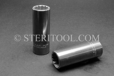 #12745 - 13/16" 12pt X 1/2 DR Stainless Steel Deep Socket. 1/2dr, 1/2-dr, 1/2 dr, 12pt, 12-pt, 12 pt, deep socket, stainless steel