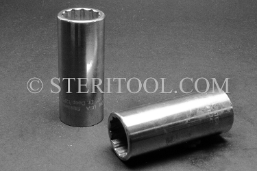 #12747 - 15/16" 12pt X 1/2 DR Stainless Steel Deep Socket. 1/2dr, 1/2-dr, 1/2 dr, 12pt, 12-pt, 12 pt, deep socket, stainless steel