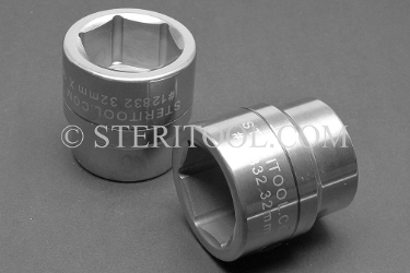 #12832 - 32mm x 1/2 DR Stainless Steel Standard Socket. 1/2dr, 1/2-dr, 1/2 dr, socket, stainless steel