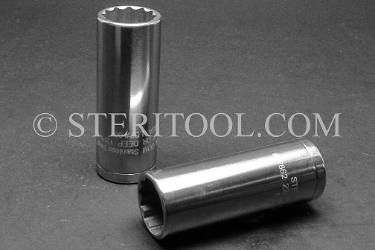 #12862 - 22mm 12pt X 1/2 DR Stainless Steel Deep Socket. 1/2dr, 1/2-dr, 1/2 dr, 12pt, 12-pt, 12 pt, deep socket, stainless steel