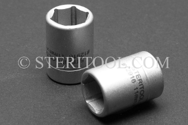 #12916 - 11mm x 1/4 DR Stainless Steel Standard Socket. 1/4dr, 1/4 dr, 1/4-dr, socket, stainless steel