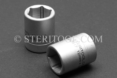 #12917 - 12mm x 1/4 DR Stainless Steel Standard Socket. 1/4dr, 1/4 dr, 1/4-dr, socket, stainless steel