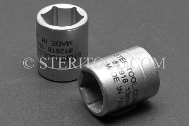 #12918 - 13mm x 1/4 DR Stainless Steel Standard Socket. 1/4dr, 1/4 dr, 1/4-dr, socket, stainless steel