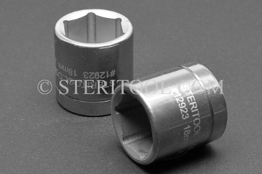 #12923 - 18mm x 1/4 DR Stainless Steel Standard Socket. 1/4dr, 1/4 dr, 1/4-dr, socket, stainless steel
