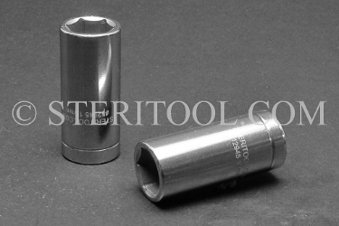 #12945 - 15mm x 1/4 DR Stainless Steel Deep Socket. 1/4dr, 1/4 dr, 1/4-dr, deep socket, stainless steel
