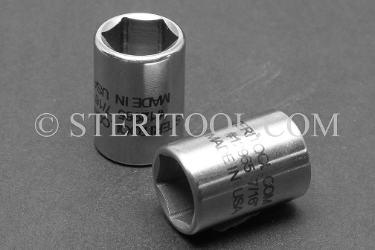#12965 - 7/16" x 1/4 DR Stainless Steel Standard Socket. 1/4dr, 1/4 dr, 1/4-dr, socket, stainless steel