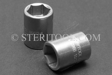 #12966 - 15/32" x 1/4 DR Stainless Steel Standard Socket. 1/4dr, 1/4 dr, 1/4-dr, socket, stainless steel