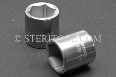 #12970 - 11/16" x 1/4 DR Stainless Steel Standard Socket. 1/4dr, 1/4 dr, 1/4-dr, socket, stainless steel