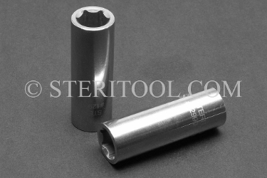 #12990 - 7/16" x 1/4 DR Stainless Steel Deep Socket. 1/4dr, 1/4 dr, 1/4-dr, deep socket, stainless steel