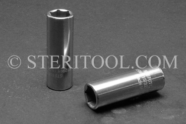#12991 - 15/32" x 1/4 DR Stainless Steel Deep Socket. 1/4dr, 1/4 dr, 1/4-dr, deep socket, stainless steel