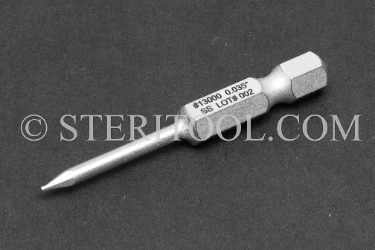 #13000 - .035" Ball Hex x 2"(50mm) OAL Stainless Steel Power Bit. ball hex, power bit, stainless steel
